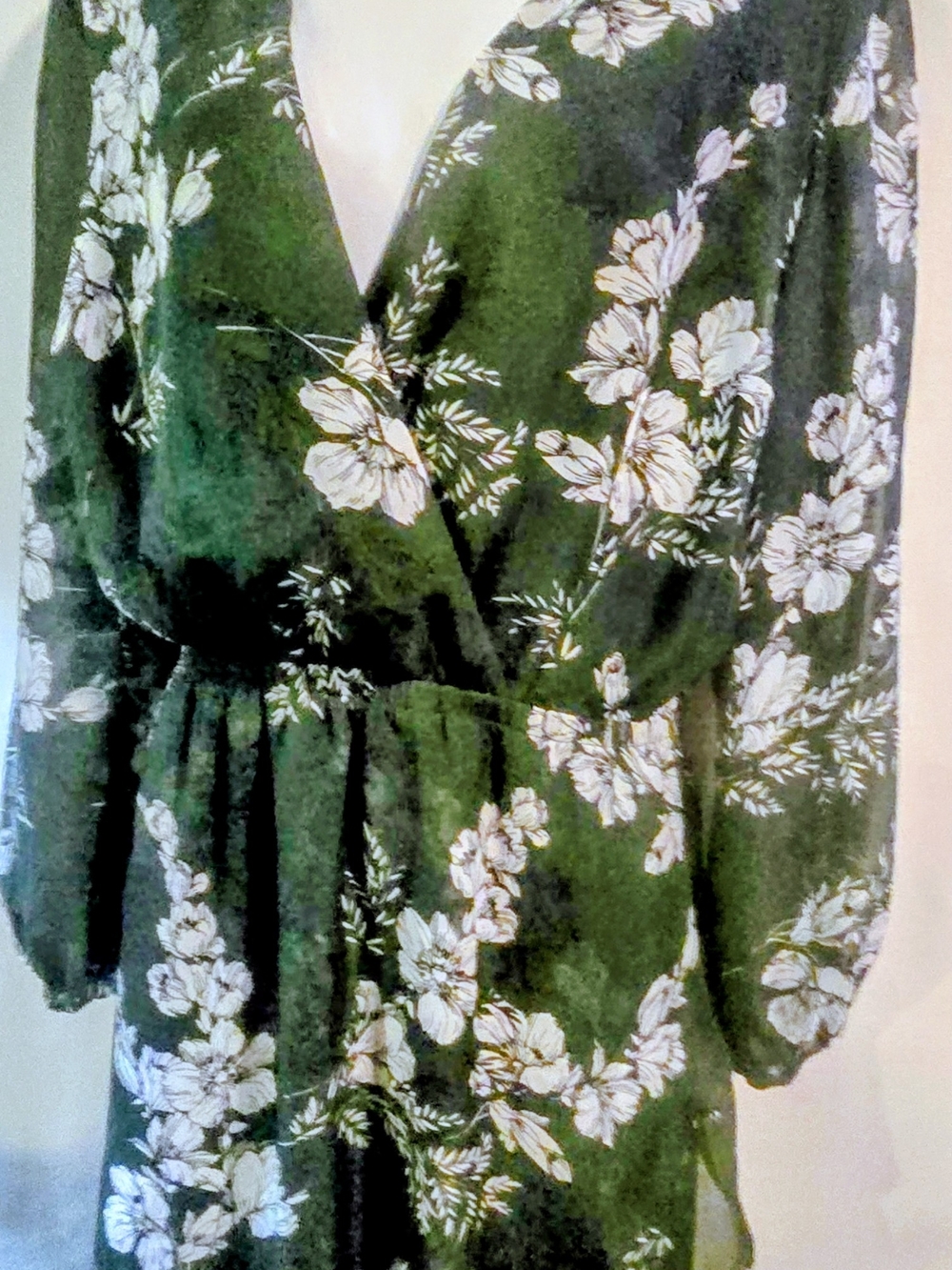 Lane Bryant Green Floral Wrap-Style Midi Dress